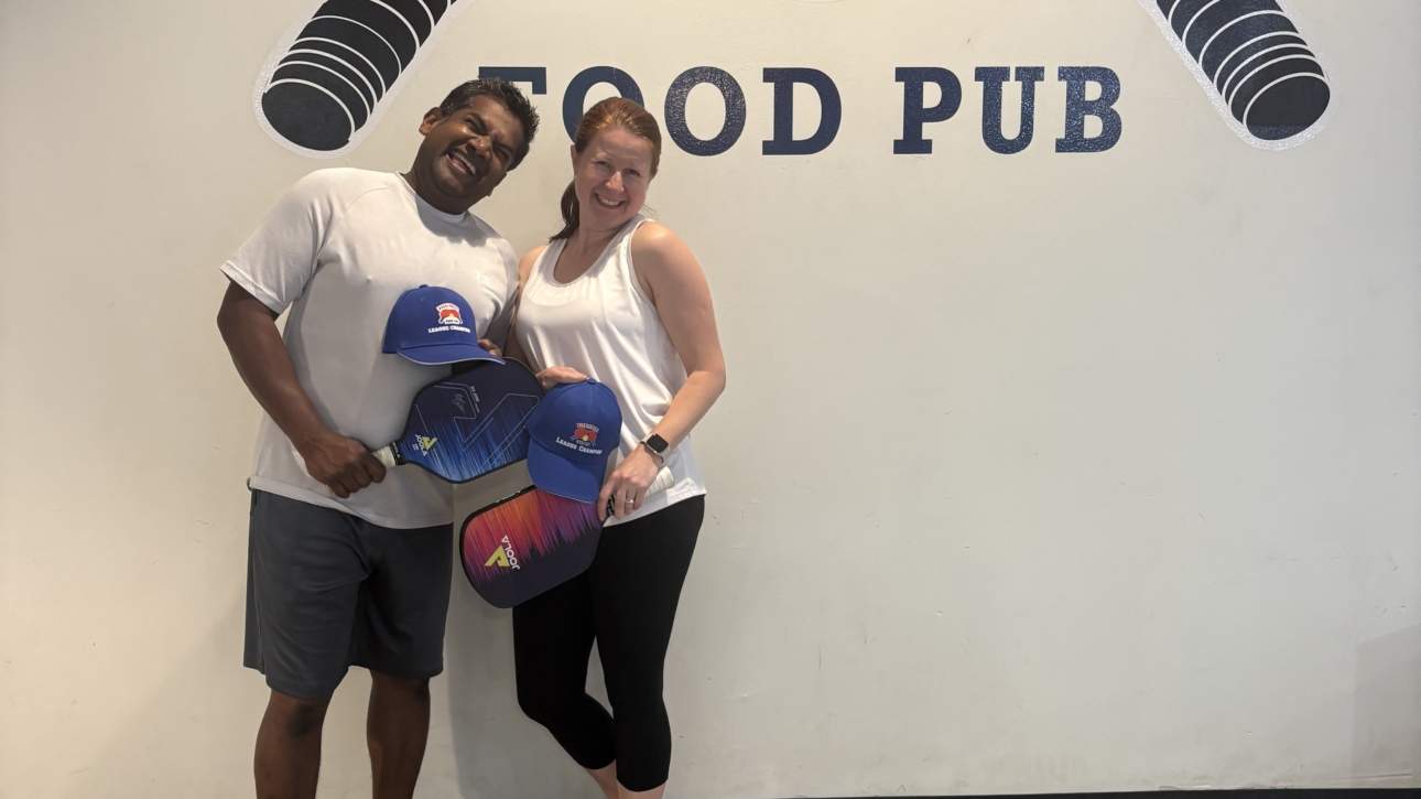 Smiling pickleball league champions