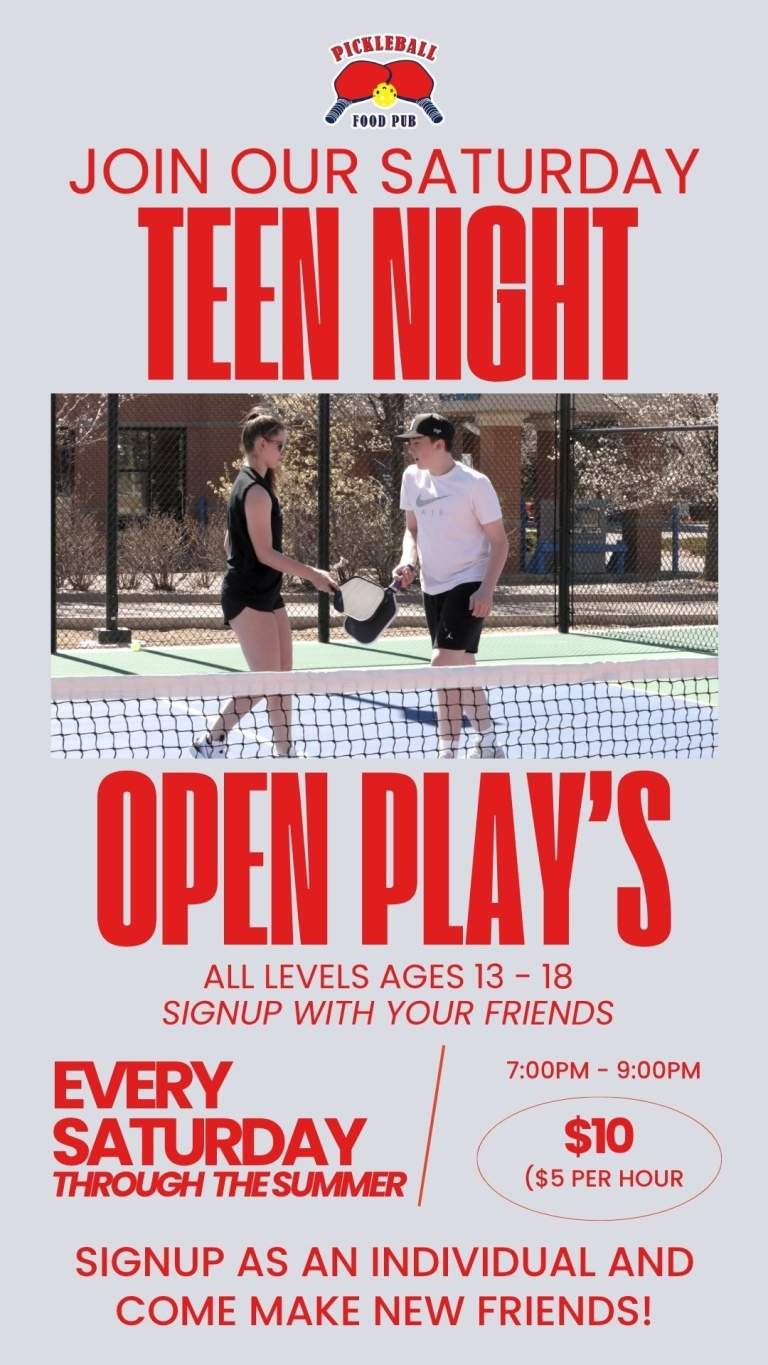 Saturday Night Teen Pickleball Open Play in Denver